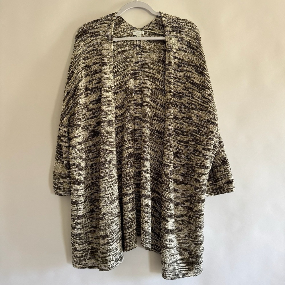 J Jill Pure Jill Open Cardigan XL Space Dyed Cotton Blend Cream Desert Layering